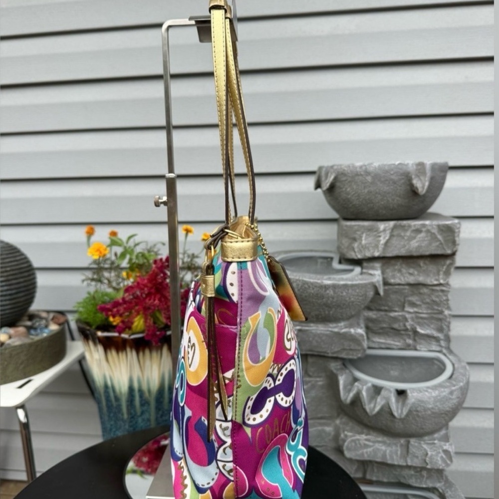 COACH POPPY Colorful Graphic Tote with Gold Handles! Limited Edition! - Picture 6 of 8